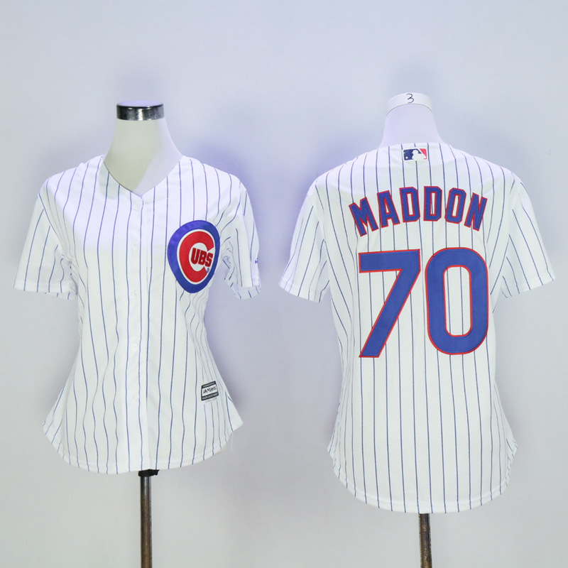 Women Chicago Cubs #70 Maddon White MLB Jerseys